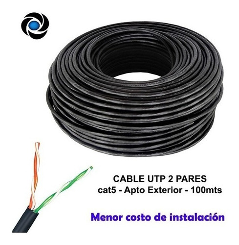 Imagen 5 de 7 de Cable Rollo Utp 2 Par 100mts 100m Exterior Cat 5e Red Cctv