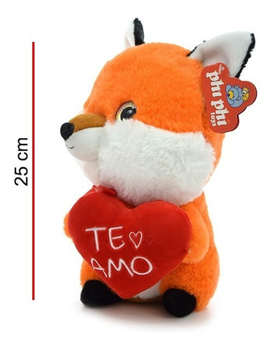 Imagen 4 de 6 de Peluche Mapache Y Zorro Con Corazon Te Amo 25cm Phi Phi Toys