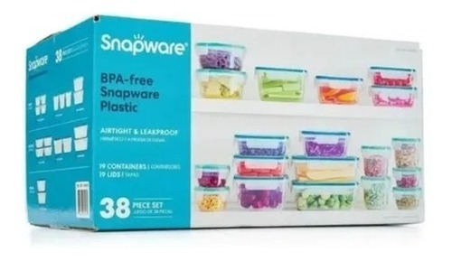 Juego De Recipientes Topper Snapware Plástico De 38 Piezas