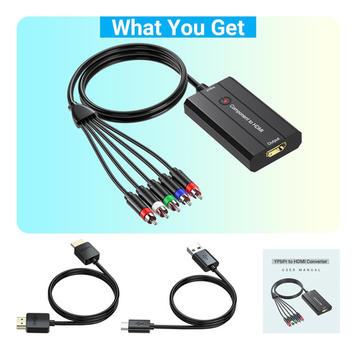 Convertidor De Componente Macho A Hdmi Para Dvd/stb/vhs Con