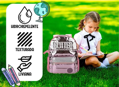 Mochila Escolar Nena Lentejuelas Magicas Colores Grande Love