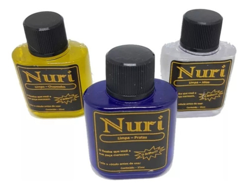 Pct 3 Limpa Joias Pratas, Ouro E Chapado Liquido Nuri 35ml -