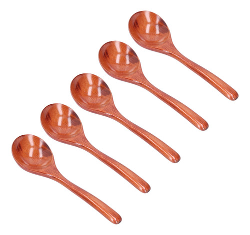 Cucharas De Sopa Dark Spoon De Madera Con Mango Largo, 5 Uni