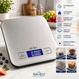 Balanca Digital Cozinha 10kg Touch Alta Precisao Portatil Balanca De Cozinha Profissional Para Pesar Alimentos Confeitaria Dieta Fitness Nutricional