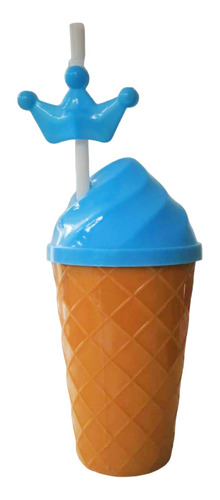 12 Vasos Helado Fiestas Reusable Tapa Popote Dulcero 450ml Color Combinados