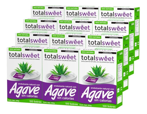 12 Pack Endulzante Totalsweet Agave 1,200 Sobres