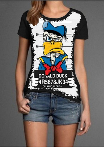 Blusa Fem. 5%off Pato Donald Preso Premium Diferente Top