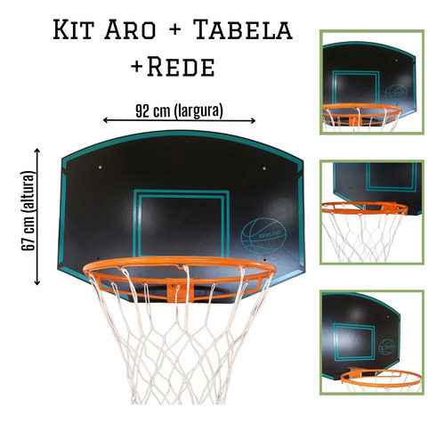 Kit Aro + Tabela + Rede Tamanho Oficial Nba Nbb Profissional