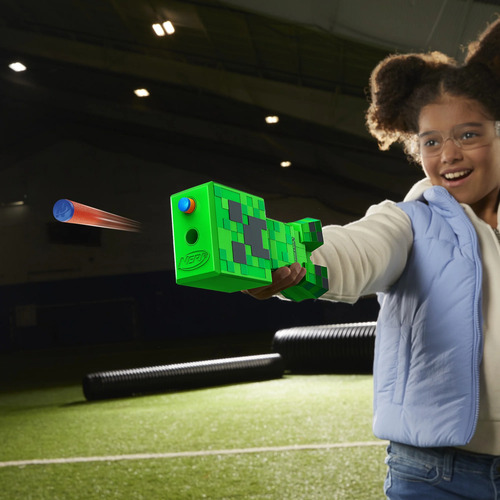 Nerf X Minecraft, Skeleton And Creeper Blaster +8 Dardos Verde Y Blanco