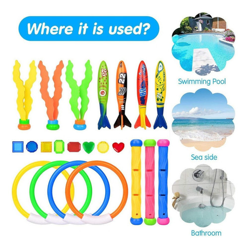 Kit De Juguete De Buceo De La Piscina 22pcs