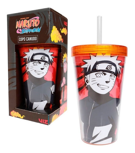 Copo Canudo Naruto Uzumaki | Oficial | Naruto Shippuden Cor Laranja