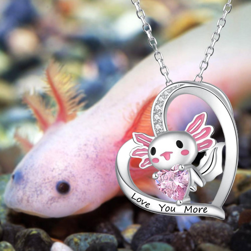 Collar Axolotl Collar Rosa Lindo Collar De Cadena Con Colgan