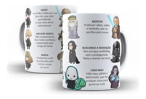 Caneca Harry Potter X Star Wars Em Cerâmica 325ml Branca