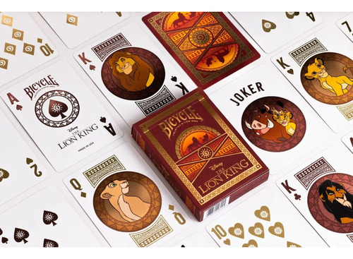 Deck de bicicleta The Lion King The Lion King Reverso Poker Card Bordeaux Idioma Espanhol