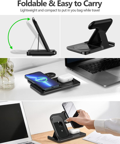 Cargador Inalámbrico 3 En 1 Base De Carga Rápida Para iPhone
