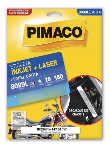 Etiqueta 8099l Decalque De Chassis 10fls Pimaco Inkjet Laser