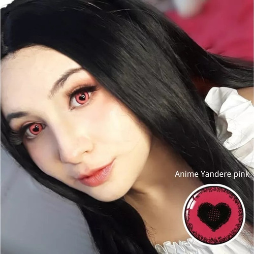 Lentes De Contacto Corazón Kawaii Anime Yandere + Estuche