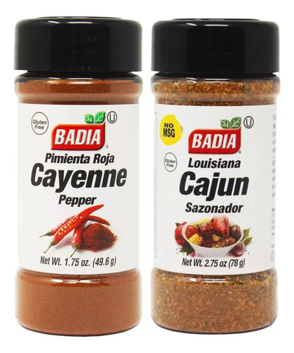 Sazonador Cajun Badia 78gr + Pimienta Cayena Badia 49.6gr