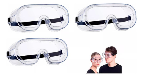3 Lentes Seguridad Ojos Proteccion Vista Gafas Laboratorio