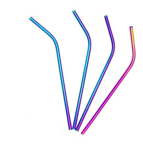 Popotes Tornasol Acero Ecológicos 8pz+2 Cepillos Full