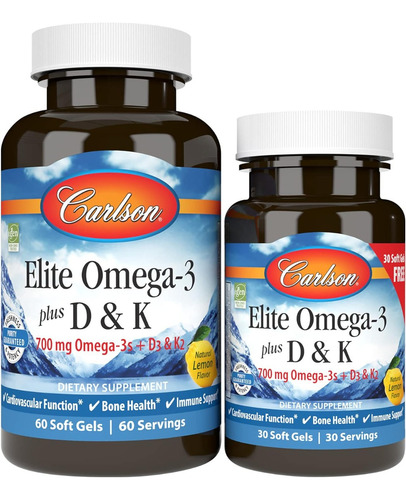 Omega 3, Vitamina D3 + K2 Carlson 90 Softgel