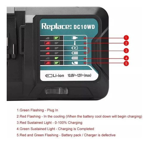 Cargador Rápido De Batería De Litio Para Makita D 10.8-12v