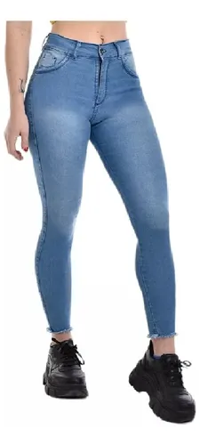 Pantalon Jean Clasico Mujer Elastizado Tiro Medio