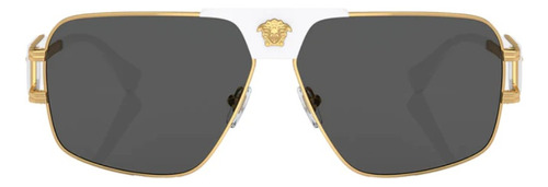 Óculos De Sol Versace Branco Dourado Aço 0ve2251 14718763 Armação Dourado Com Detalhe Branco Haste Branco E Dourado Lente Cinza-escuro