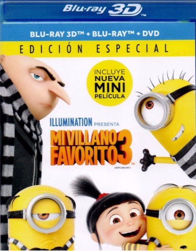 Mi Villano Favorito 3 Tres Pelicula Blu-ray 3d + Bd + Dvd