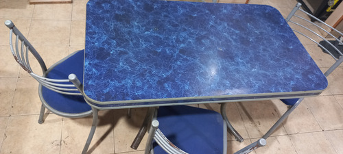 Mesa Cocina Con Sillas Azul Gris (Usado)