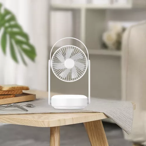 Ventilador de escritorio portátil, 4 velocidades recargable por USB,  ventilador silencioso de mesa oscilante con luz nocturna de respiración