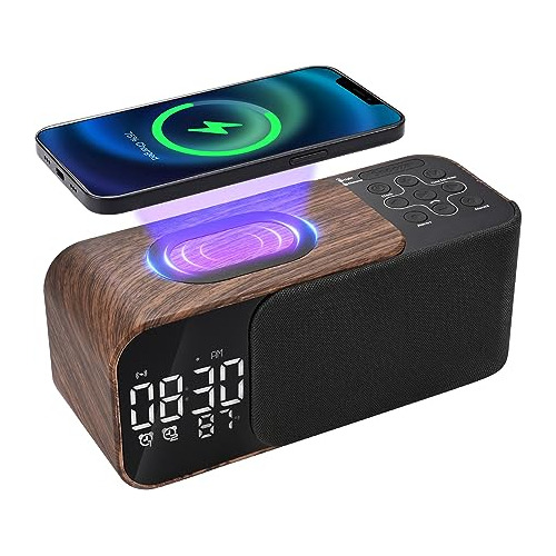 Ewaise Reloj Despertador Con Altavoz Bluetooth, 12 Canciones