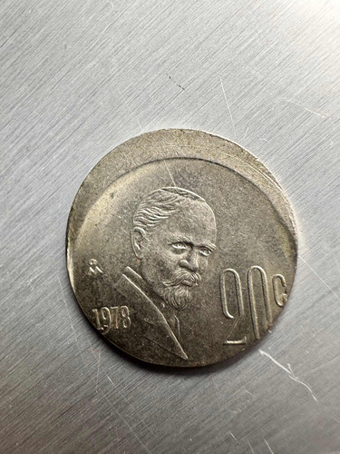 Moneda Con Error Madero De 20 Centavos 1980 Nickel