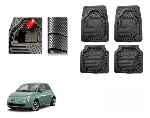 Tapetes Carbono 3d Grueso Fiat 500 2012 A 2019