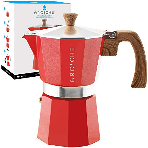 Grosche Cafetera Espresso Milano Moka Pot 6 Tazas, 9.3 Oz, R