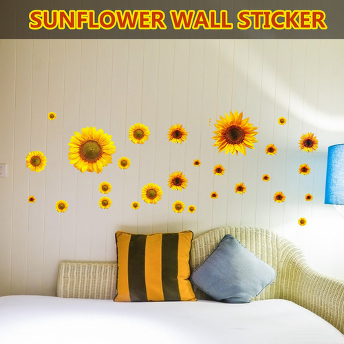 Pegatinas De Pared Autoadhesivas Con Diseño De Girasol, Dise