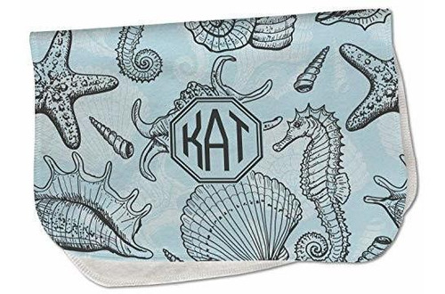 Sea-blue Seashells Burp Cloth - Forro Polar Con Monograma