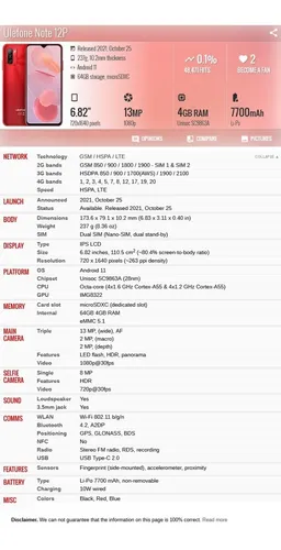 Ulefone Note 12p 4gb 64gb Dual Sim Duos