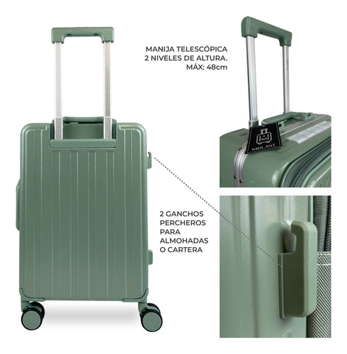 Valija Carry On Cabina Avion Equipaje De Mano 20 Rígida 8032 Verde