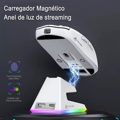 Mouse Bluetooth Para Jogos Attack Shark X6 Paw3395 Peso Leve