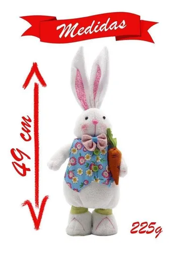 Decoración de conejito de pascua para ropa de Florida, 49 cm