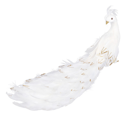 Adorno Para Árbol De Navidad Con Plumas De Pavo Real Blanco