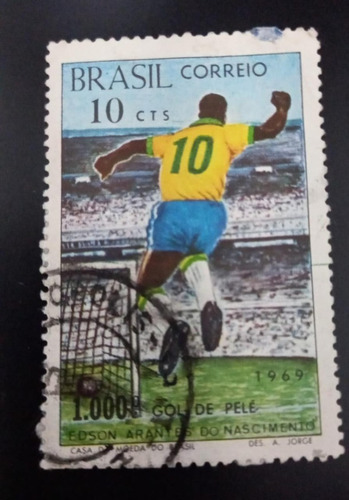 Brasil 1969 - C-658  Selo Circulado Milésimo Gol De Pelé 