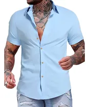 Comprar Camisas Casuales De Lino Manga Corta Para Hombre
