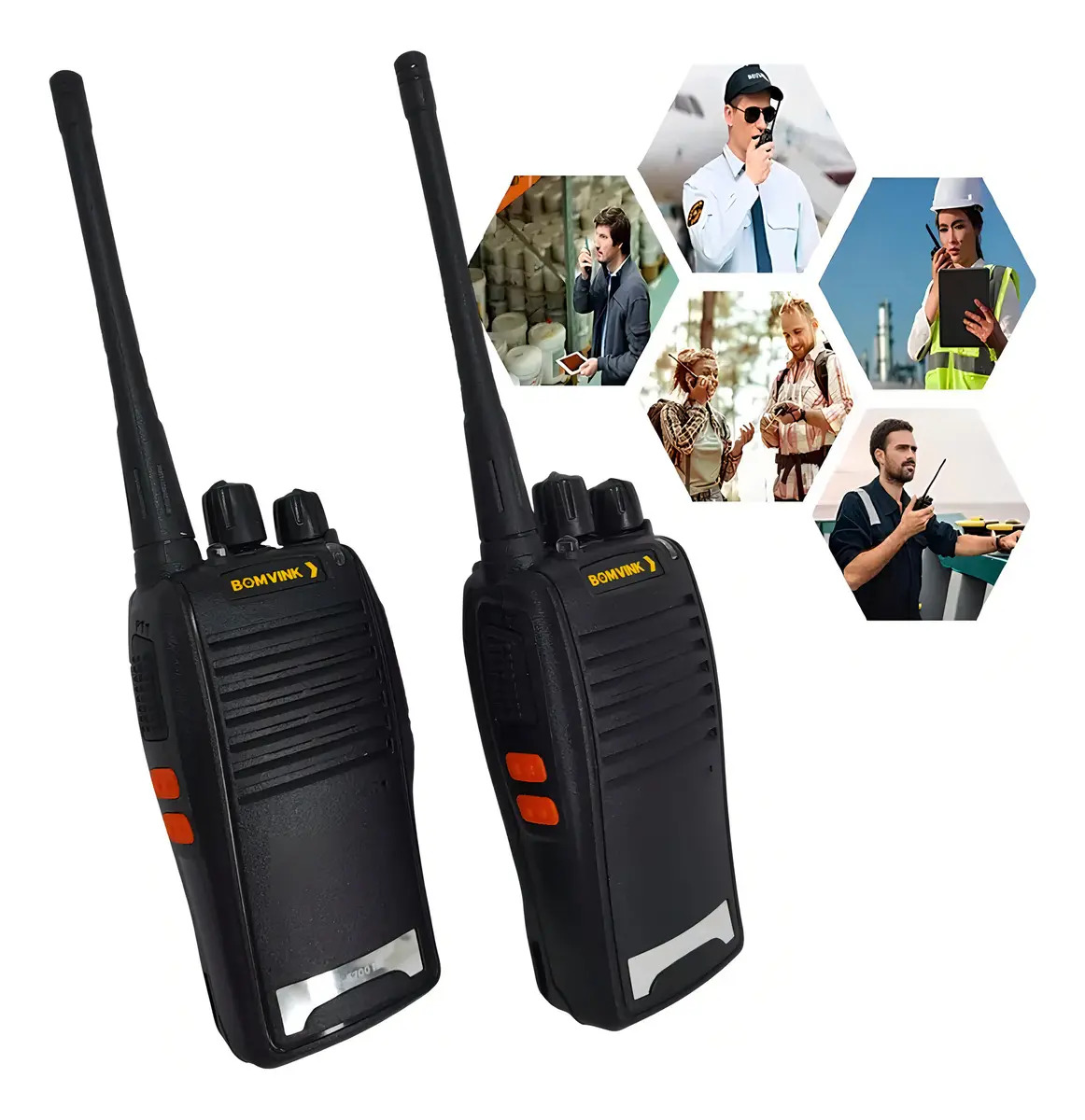 Kit 2 Rádios Comunicadores 8h Bateria 16ch 12km Walk Talk Cor Preto