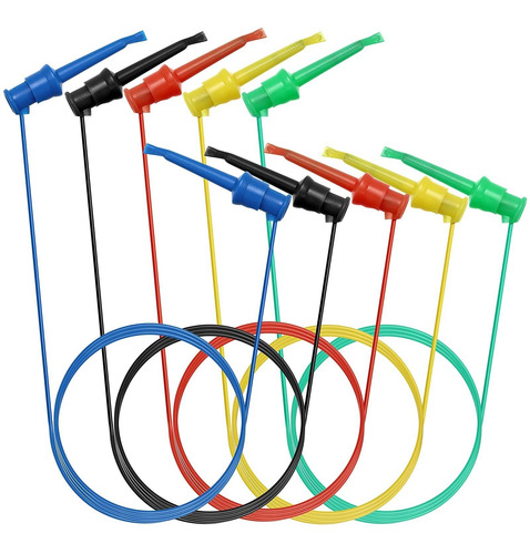 5 Pinza Gancho Para Prueba Electrica Doble Color Cable