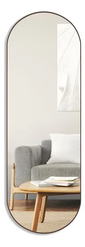 Espelho Oval Corpo Inteiro Moldura Metal 1,50x50 Dourado