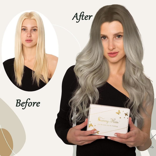 Extensiones Cabello Humano 16in 1pz 80gr Balayage Luz Ceniza
