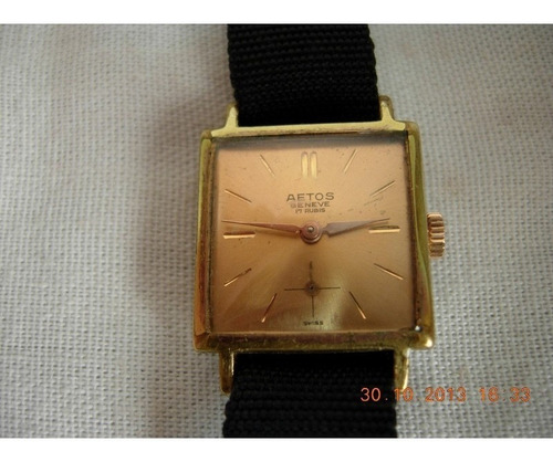 Antiguo Reloj Aetos A Cuerda Con Detalles En Oro Plaque Func (Usado)