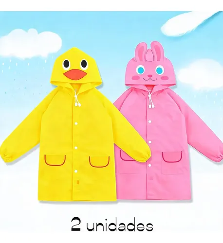 2 Capas De Chuva Para Criança Infantil Com Capuz Resistente
